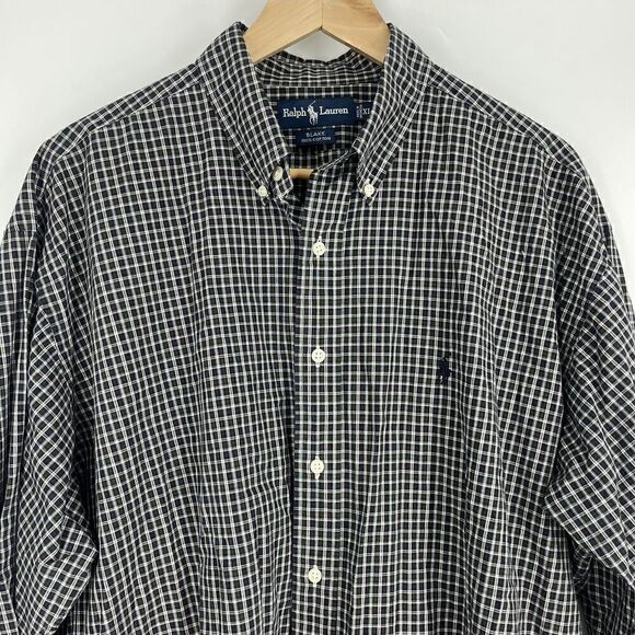 Ralph Lauren Shirt Size XL Mens Navy Green Blake Long Sleeve Button Up Plaid - Picture 2 of 7